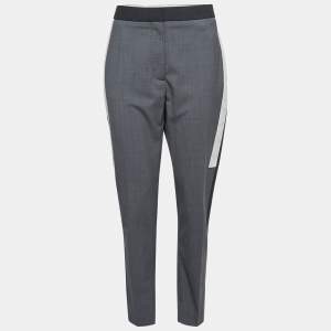 Burberry Grey Wool Stripe Detail Jacinda Cropped Trousers M