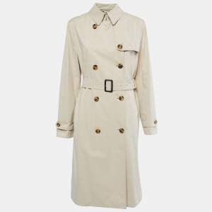 Pre Owned Burberry Beige Synthetic Double Breasted Trench Coat M