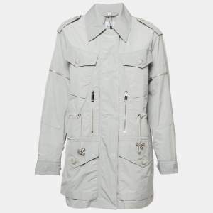 Burberry Grey Nylon Synthetic Zip Front Jacket S
