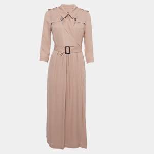Burberry Blush Pink Silk Belted Dress S