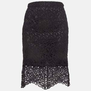 Burberry Black Lace Pencil Midi Skirt S
