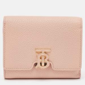 Burberry Pink Leather TB Trifold Wallet