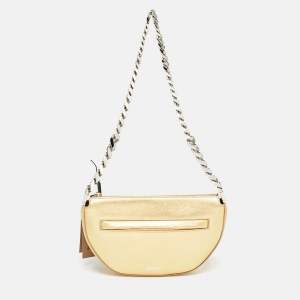 Burberry Gold Leather Mini Olympia Zip Chain Bag