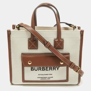 Burberry Brown/Beige Canvas Mini Freya Tote