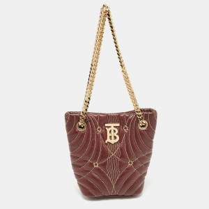 Burberry Dark Maroon Leather Mini Lola Bucket Bag