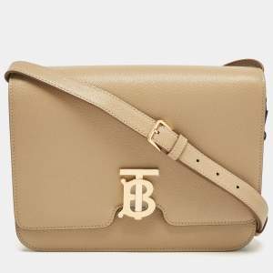 Burberry Archive Beige Leather Medium TB Shoulder Bag