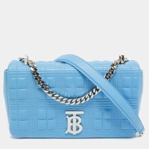 Burberry Sky Blue Quilted Leather Small Lola Chain Shoulder Bag