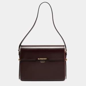 Pre Owned Burberry Burgundy/Red Leather Large Grace Shoulder Bag