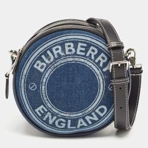 Burberry Blue/Black Denim and Leather Louise Round Crossbody Bag