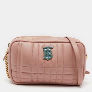 Burberry Pink Quilted Leather Small Lola Camera Bag