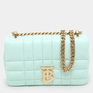 Burberry Mint Green Quilted Leather Mini Lola Chain Crossbody Bag