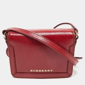 Burberry Red Patent Leather Mini Berkeley Crossbody Bag