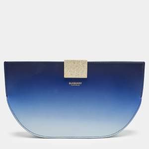 Pre Owned Burberry Blue Ombre Leather Olympia Clutch
