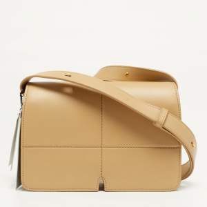 Pre Owned Burberry Snip Sand Beige Leather Shoulder Bag