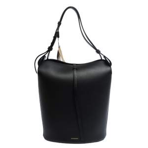 Pre Owned Burberry Black Leather Large Bucket Bag