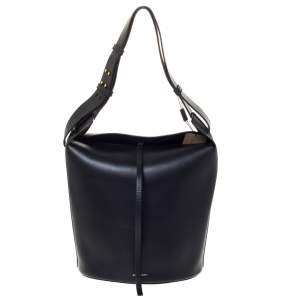 Pre Owned Burberry Black Leather Large Bucket Bag