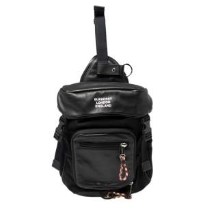 Burberry Black Leather and Nylon Leo Belt Pack Bag