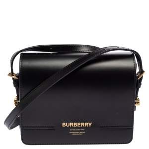 Burberry Black Smooth Leather Small Grace Crossbody Bag