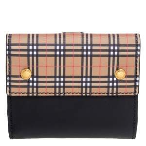 Burberry Black/Nova Check Coated Canvas and Leather Wallet