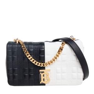 Burberry Black/White Quilted Leather Small Lola Chain Shoulder Bag