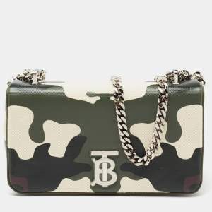 Pre Owned Burberry Green Camouflage Coated and Canvas Small Lola Shoulder Bag