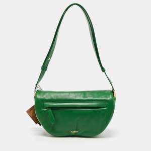 Pre Owned Burberry Green Leather Small  Olympia Shoulder Bag
