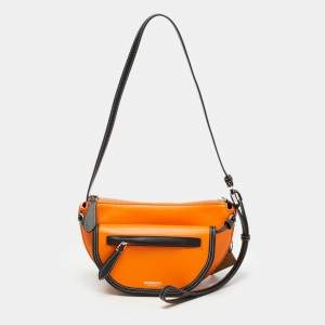 Pre Owned Burberry Orange/Black Leather Mini Double Olympia Bag