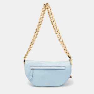 Burberry Pale Blue Soft Leather Small Olympia Chain Shoulder Bag