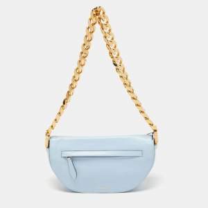 Burberry Light Blue Soft Leather Small Olympia Shoulder Bag