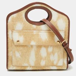 Burberry Beige/Tan Calfhair and Leather Mini Pocket Bag