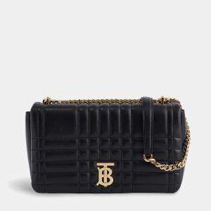 Burberry Black Leather Quilted Small Lola Satchel Bag
