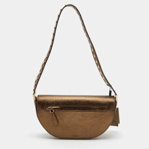 Burberry Bronze Leather Small Studded Olympia Shoulder Bag