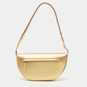 Pre Owned Burberry Gold Leather Small Olympia Shoulder Bag
