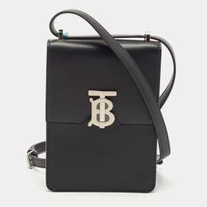 Pre Owned Burberry Black Leather Robin Crossbody Bag