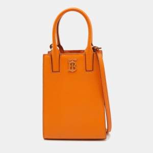 مملوكة مسبقًا Burberry Orange Leather TB Phone Tote