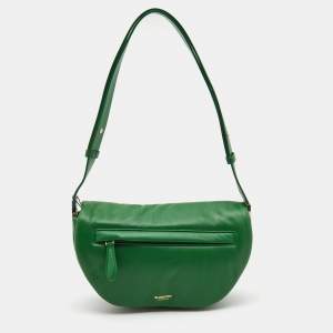 Pre Owned Burberry Two Tone Green Leather Small Olympia Shoulder Bag