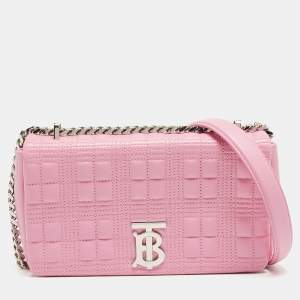 Pre Owned Burberry Light Pink Quilted Leather Small Lola Shoulder Bag