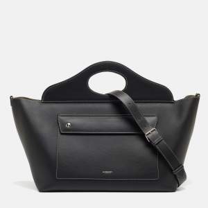 مملوكة مسبقًا Burberry Black Leather Medium Soft Pocket Tote