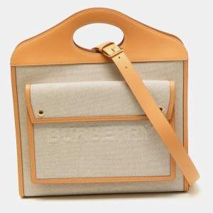 مملوكة مسبقًا Burberry Beige Canvas and Leather Medium Pocket Bag