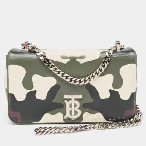 Pre Owned Burberry Green Camouflage Coated and Canvas Small Lola Shoulder Bag