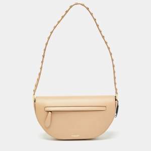 Burberry Beige Leather Small Studded Olympia Bag