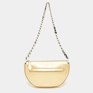 Burberry Gold Leather Mini Olympia Zip Chain Bag