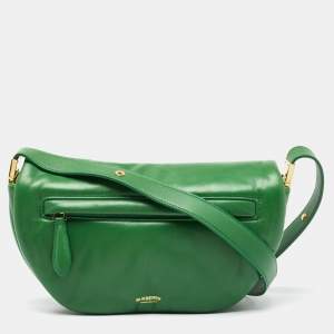 Pre Owned Burberry Green Leather Small Olympia Shoulder Bag