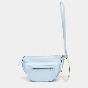 Burberry Pale Blue Leather Mini Double Olympia Clutch