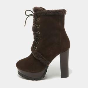 Burberry Brown Suede Ankle Length Boots Size 36