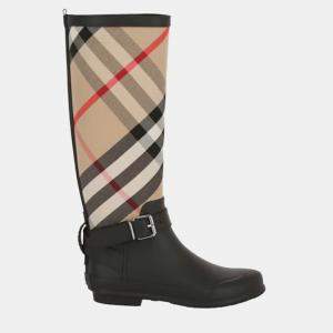 Burberry Archive Beige Black House Check Rain Boots 37