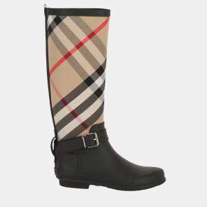 Burberry Black/Archive Beige House Check Boots Size EU 38