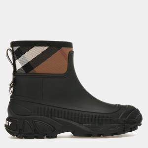 Burberry Black/Archive Beige House Check Rain Boots Size EU 38