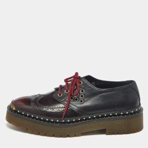 Burberry Ombre Black Brogue Leather Bissett Fringe Platform Derby Size 41