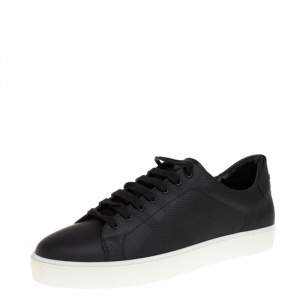 Pre Owned Burberry Black Perforated Check Leather Westford Low Top Sneakers Size 41